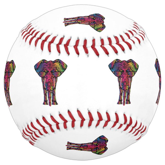 Colourful elephant cartoon softball (Front)