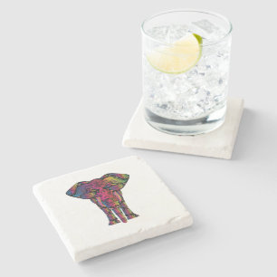 Colourful elephant cartoon stone coaster