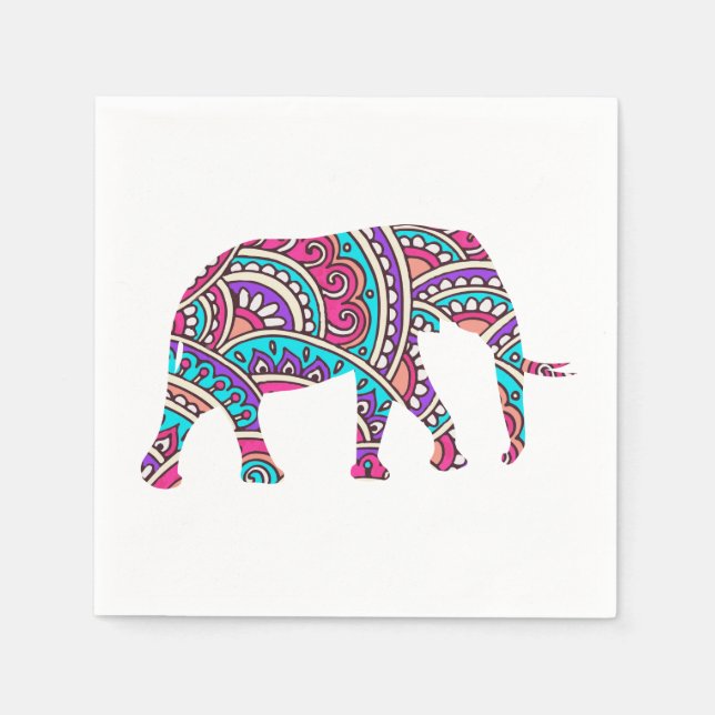 Colourful elephant napkin (Front)