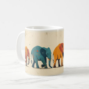Colourful Elephant Vintage Coffee Mug