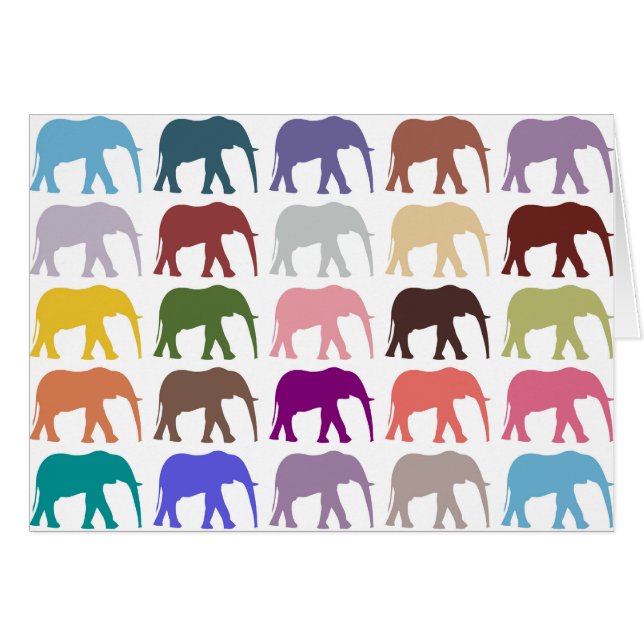 Colourful Elephants, Pattern Of Elephants (Front Horizontal)