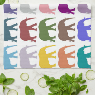 Colourful Elephants, Pattern Of Elephants Tea Towel