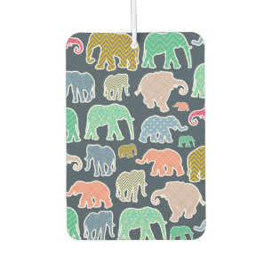 Colourful Elephants, Pattern Of Elephants, Zigzag Car Air Freshener