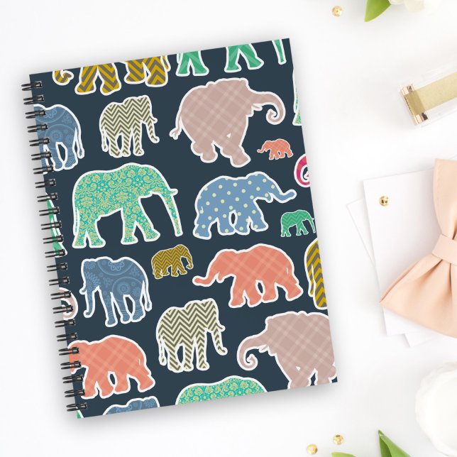 Colourful Elephants, Pattern Of Elephants, Zigzag Planner (Creator Uploaded)