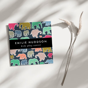 Colourful Elephants, Play Centre, Activity Centre Square Business Card