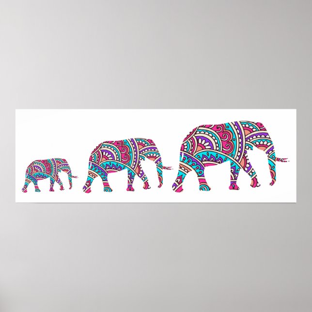 Colourful elephants poster (Front)