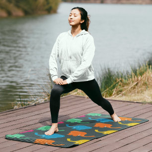 colourful elephants yoga mat