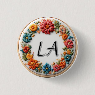Colourful Embroidered Alphabet Design 3 Cm Round Badge
