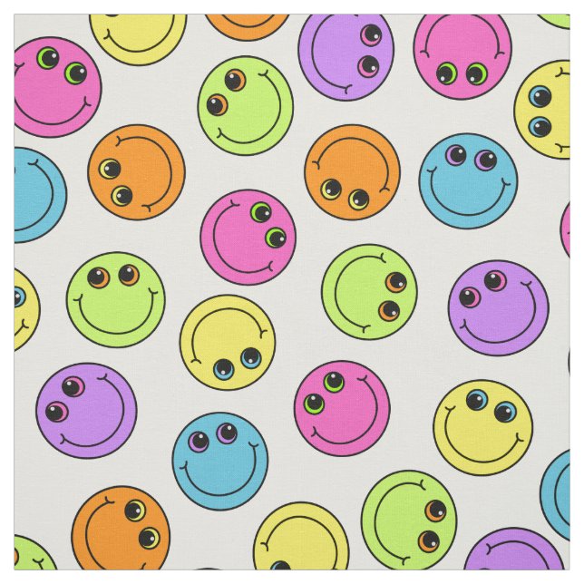 Colourful Emoji Faces Fabric (Swatch)
