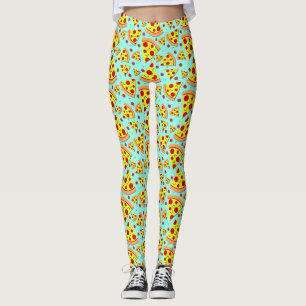 Colourful Emoji Food Pepperoni Pizza Slices Leggings