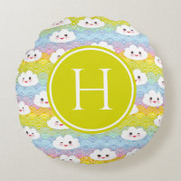 Colourful Emoji Kawaii Clouds Pattern Monogram