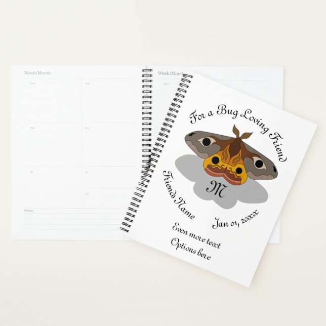 Colourful Emperor Moth Monogram Planner (Display)