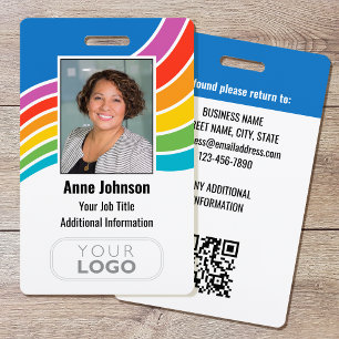 Colourful Employee Logo Photo ID Rainbow Colours ID Badge
