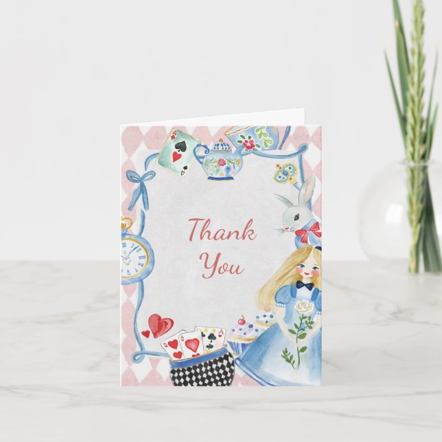 Colourful Enchanted Alice in Wonderland Birthday  Thank You Card (Front)