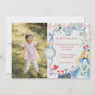 Colourful Enchanted Alice in Wonderland Birthday Thank You Card