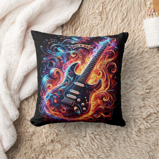 Colourful, energetic guitar vibe cushion (Blanket)