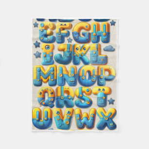 Colourful English Alphabet Made Of Building Blocks Fleece Blanket
