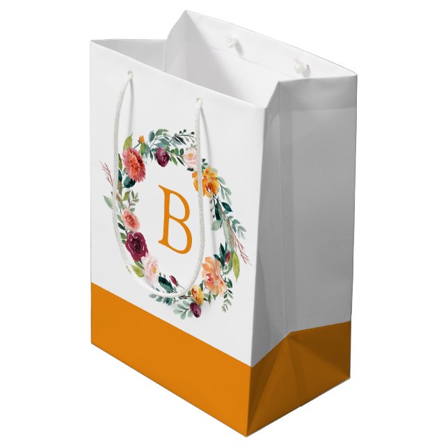 Colourful English garden flowers wreath Medium Gift Bag (Back Angled)