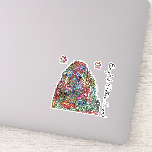 Colourful  English Setter Lover Vinyl Stickers (Detail)