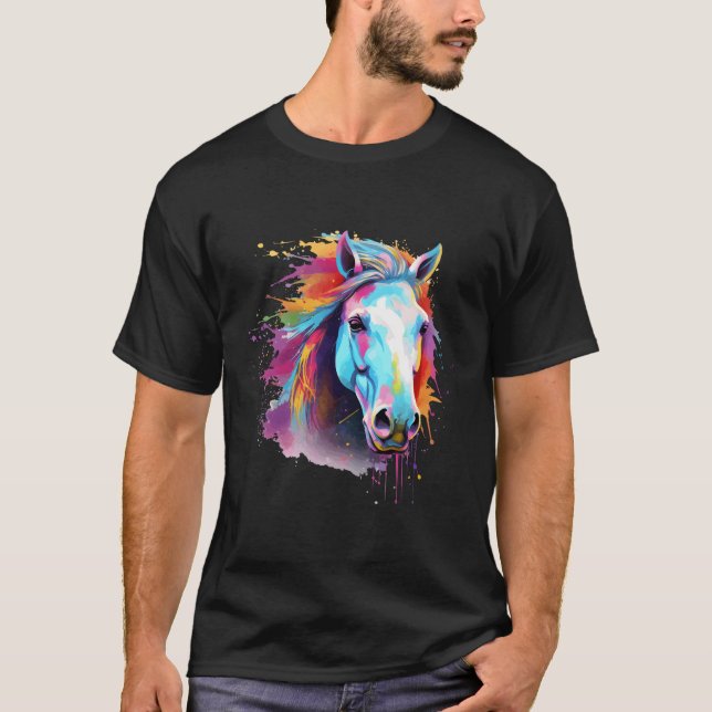 Colourful Eriskay Pony Horse Splash T-Shirt (Front)