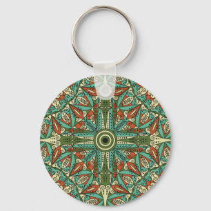 Colourful Ethnic Arabesque: Vintage Ornament Key Ring