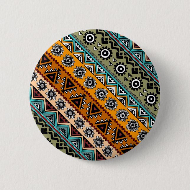 Colourful ethnic aztec patterns design 6 cm round badge (Front)