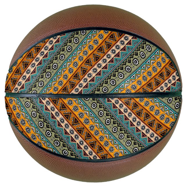 Colourful ethnic aztec patterns design basketball (Front)