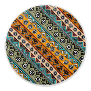 Colourful ethnic aztec patterns design decorative ceramic knob