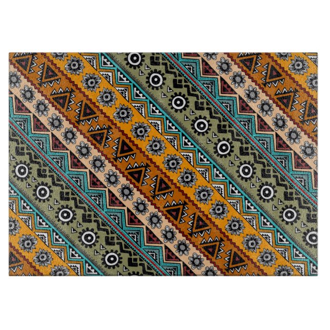 Colourful ethnic aztec patterns design decorative cutting board (Front)