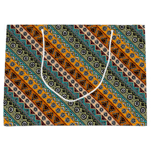 Colourful ethnic aztec patterns design decorative large gift bag