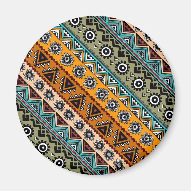 Colourful ethnic aztec patterns design decorative magnet (Front)