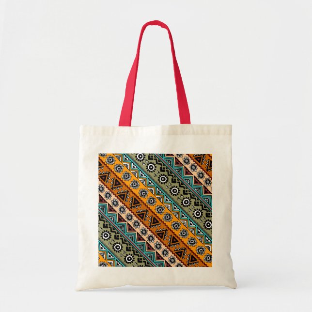 Colourful ethnic aztec patterns design decorative tote bag (Front)