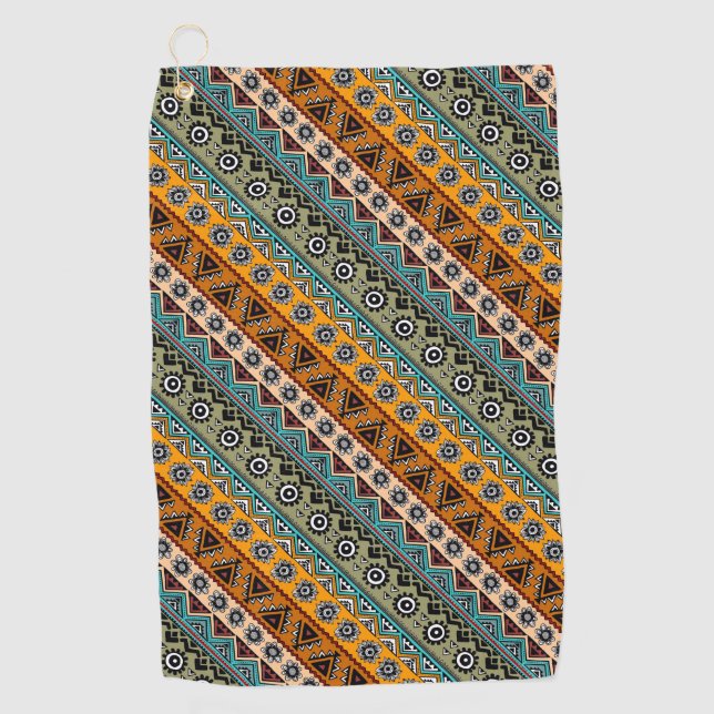 Colourful ethnic aztec patterns design golf towel (Front)