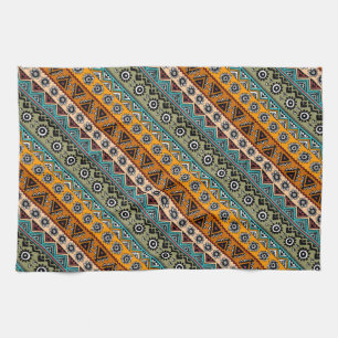 Colourful ethnic aztec patterns design tea towel