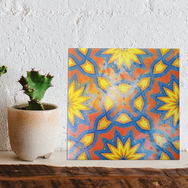 Colourful Ethnic Bohemian Talavera Medallion Tile (Creator Uploaded)