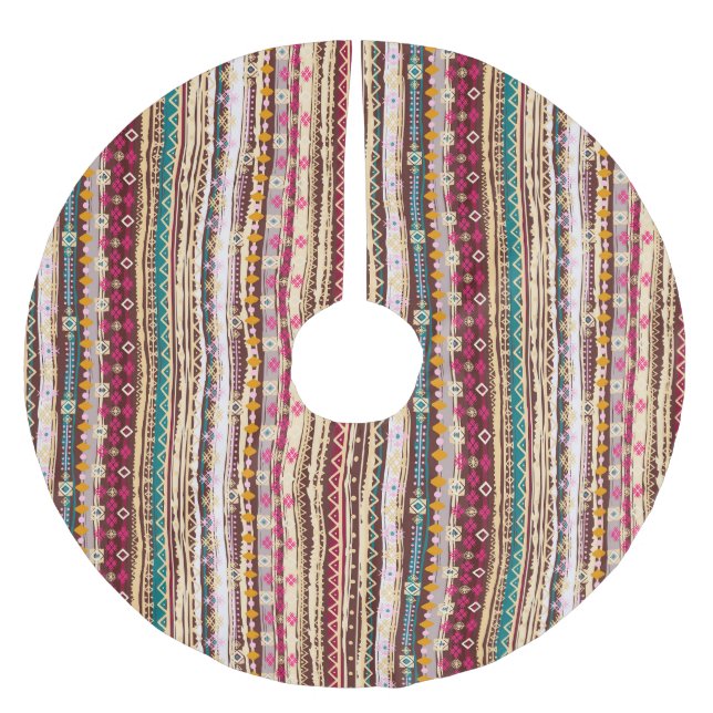 Colourful Ethnic Boho Tribal Pattern Brushed Polyester Tree Skirt (Front)