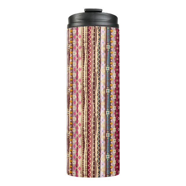 Colourful Ethnic Boho Tribal Pattern Thermal Tumbler (Front)