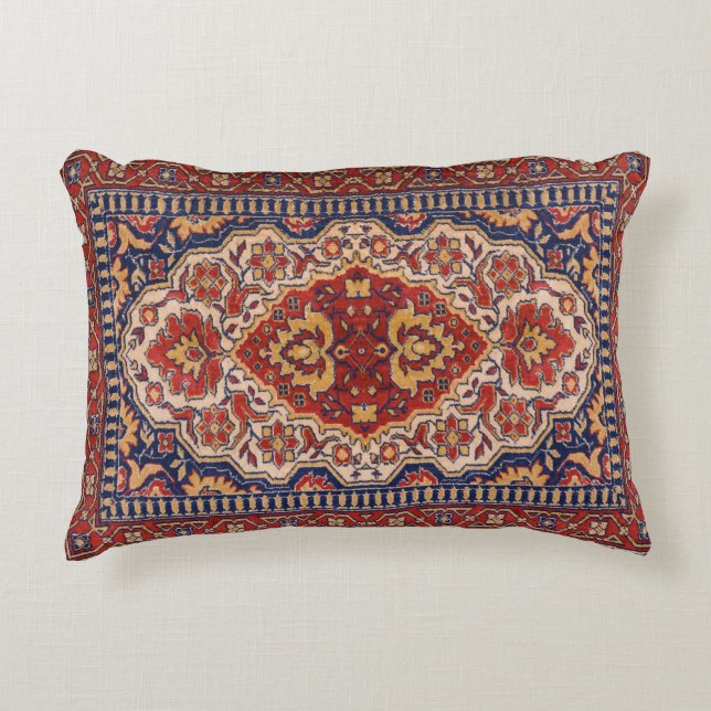 Colourful Ethnic Floral Geometric Rug Design Decorative Cushion (Front)