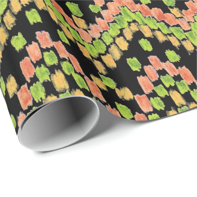 Colourful Ethnic Ikat Pattern on Black Wrapping Paper (Roll Corner)
