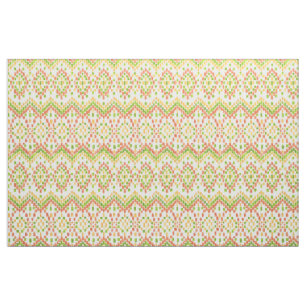 Colourful Ethnic Ikat Pattern on White Fabric
