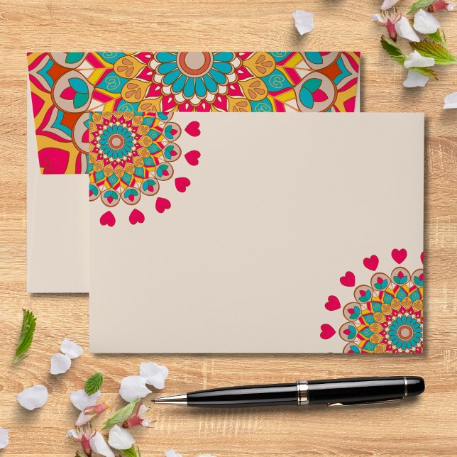 Colourful Ethnic Mandala Bold & Bright Wedding  Envelope (Creator Uploaded)