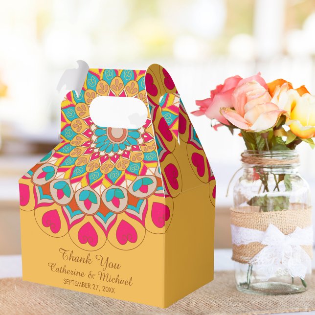 Colourful Ethnic Mandala Bold & Bright Wedding  Favour Box (Creator Uploaded)