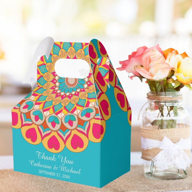 Colourful Ethnic Mandala Bold & Bright Wedding  Favour Box (Creator Uploaded)