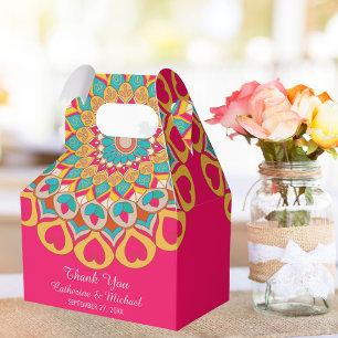 Colourful Ethnic Mandala Bold & Bright Wedding  Favour Box