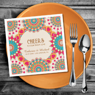 Colourful Ethnic Mandala Bold & Bright Wedding  Napkin