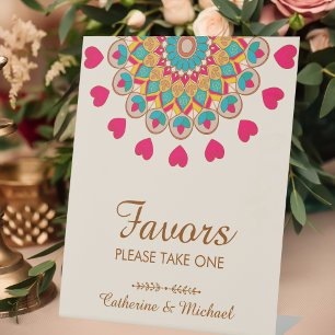 Colourful Ethnic Mandala Bold & Bright Wedding Pedestal Sign
