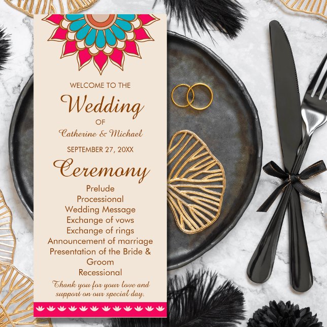 Colourful Ethnic Mandala Bold & Bright Wedding  Programme (Creator Uploaded)