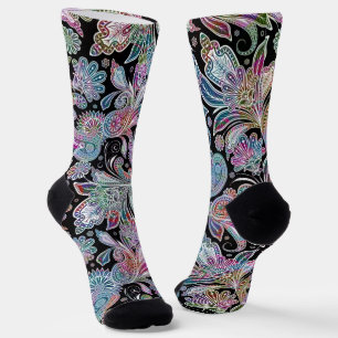 Colourful ethnic paisley pattern socks