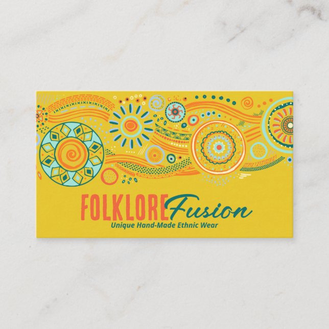 Colourful Ethnic Pattern Ornament  Business Card (Front)