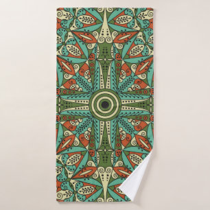 Colourful ethnic patterned background. Arabesque v Bath Towel